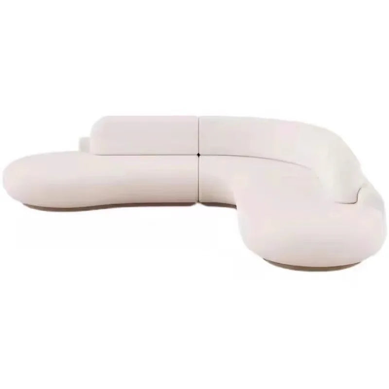Nordic simple fabric curved corner multi-person living room beauty salon hotel reception sofa