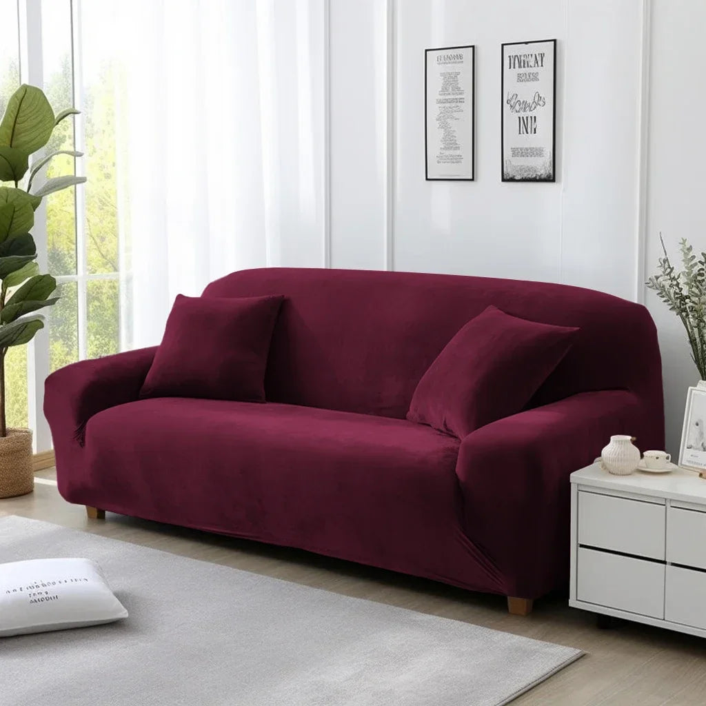 Velvet Sofa Cover Elastic Thick L Shaped Corner Sofa Cover for Living Room 1/2/3/4 Seater Stretch Cover for Sofa Couch Armchair
