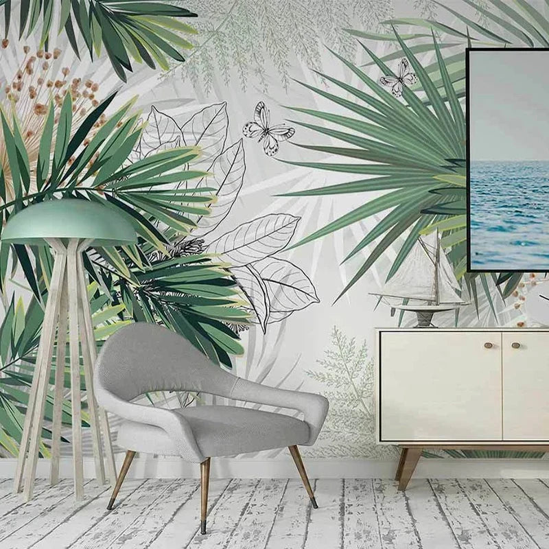 Custom 3D Mural Wallpaper Tropical Plants Rainforest Palm Leaf Interior Bedroom Dining Room Living Room Photo Wall Decoration