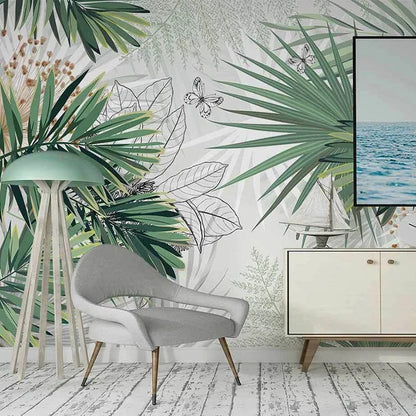 Custom 3D Mural Wallpaper Tropical Plants Rainforest Palm Leaf Interior Bedroom Dining Room Living Room Photo Wall Decoration
