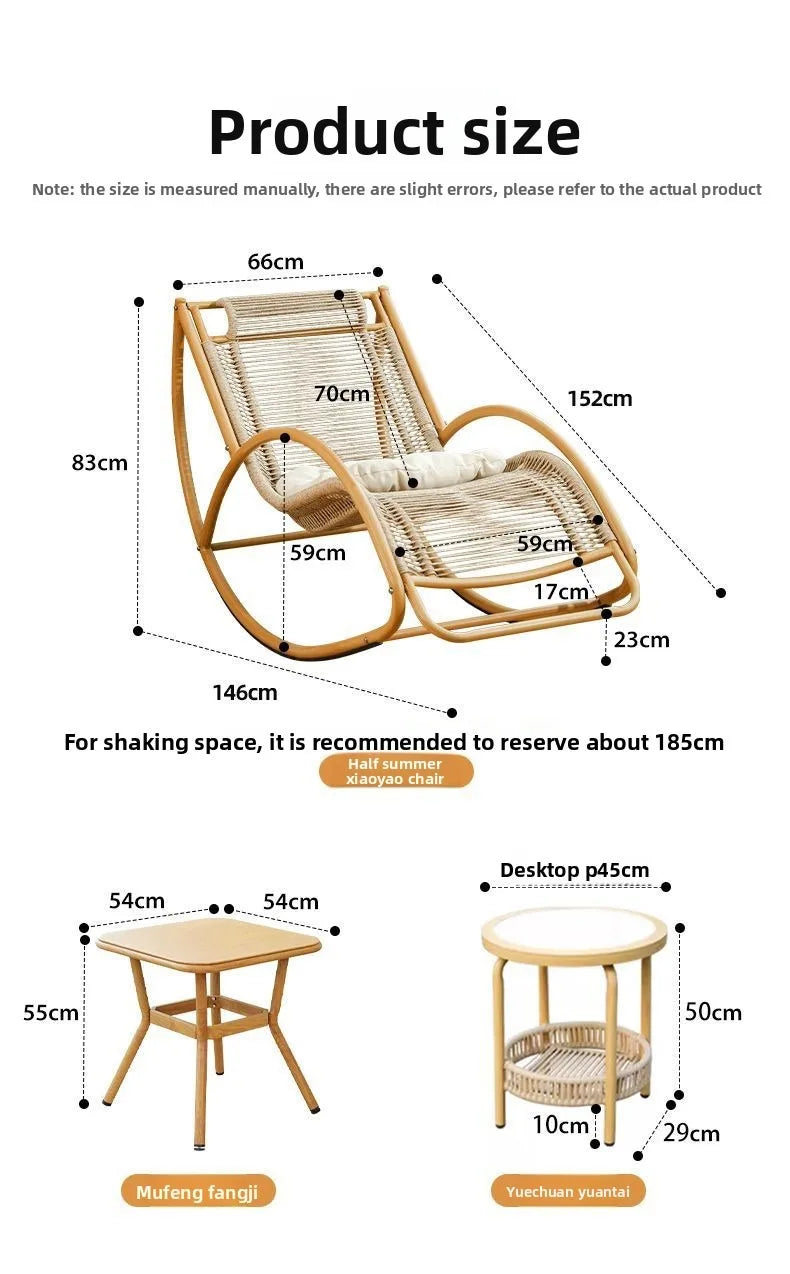 Balcony leisure rocking chair waterproof sunscreen courtyard recliner rattan