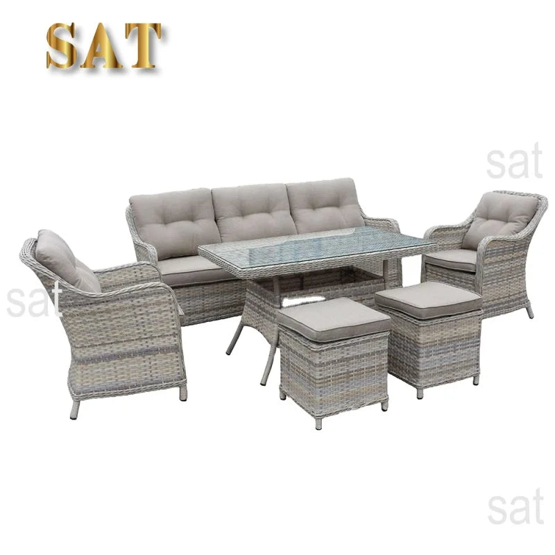 Hot SalesHigh Quality Luxury Fabric Rattan Wicker Sofa Set For Outdoor Garden Courtyard Home Bar Hotel Dining Plastic Garden Fur