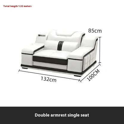 Luxury Italian Genuine Leather Sectional Sofa Set With Bluetooth Speaker And USB Ports Cow Leather Divano Living Room Furniture