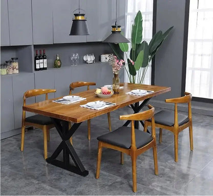 Modern Simple Iron Solid Wood Dining Table
