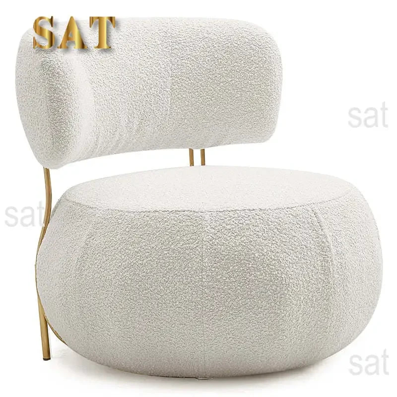z Luxury Nordic Lounge Chair Stainless Steel Single Chair Soft Fur Boucle Accent Chair for Home Hotel