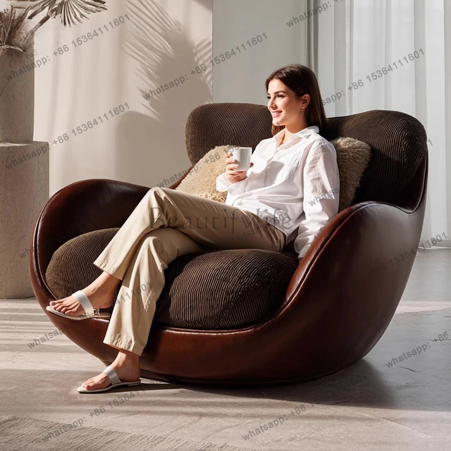 Italian light luxury single sofa leisure chair Nordic modern home living room lazy sofa chair