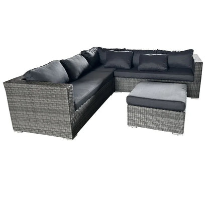 Weather-Resistant Outdoor Aluminum Wood Sofa Set Rattan Furniture for Farmhouse Courtyard Living Room Hotel Outdoor Conversation