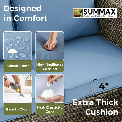 8 Pieces Patio Furniture Sets with Metal Top Coffee Table,All Weather Wicker Rattan Sectional Sofa