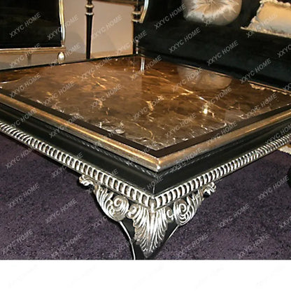 Neoclassical solid wood furniture coffee table marble table furniture set combination
