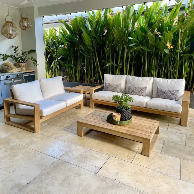For Outdoor teak sofa set Modern simple weatherproof fabric Waterproof open-air villa courtyard garden furniture