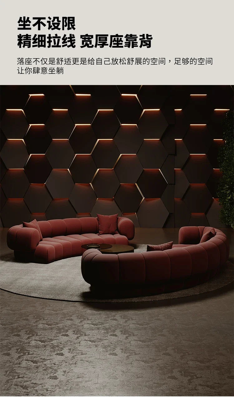 #  Nordic Semi Circular Arc Sofa Modern Designer Beauty Salon Reception Office Sofa Hotel Rest Area Office Furniture Transat