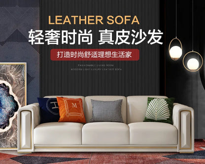 Hong Kong-style light luxury leather s ofa high-end leather sofa villa large apartment corner sofa combination so fa