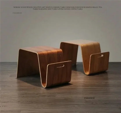 Designer Bentwood Plywood Coffee Table Mid Century Modern End Table Living Room Furniture Side Bed Table for Laptop w