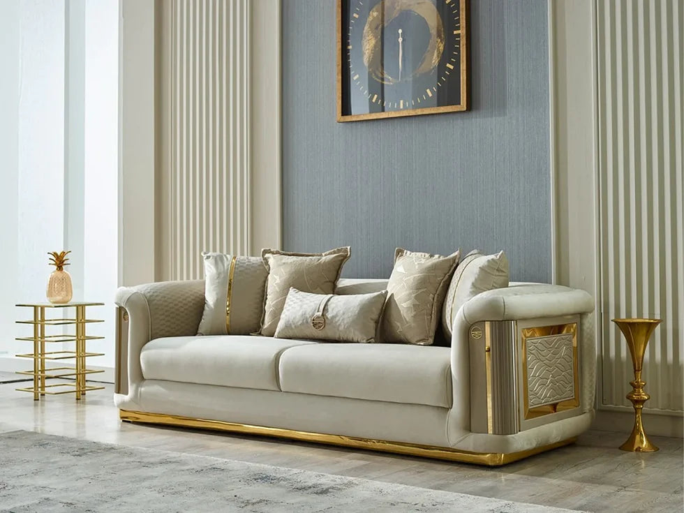 Newest Comfortable Living Room Sofa Set Luxury Stainless Steel  2-3 Seater Velvet Couch for Home Hotel