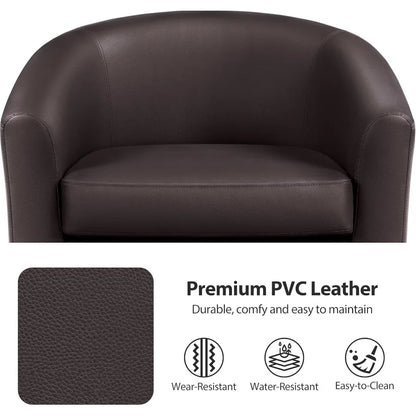 Modern Leather Club Chair with Faux Leather Upholstery and Wooden Legs Padded Seat Comfort Design Ideal for Living Room Bedroom