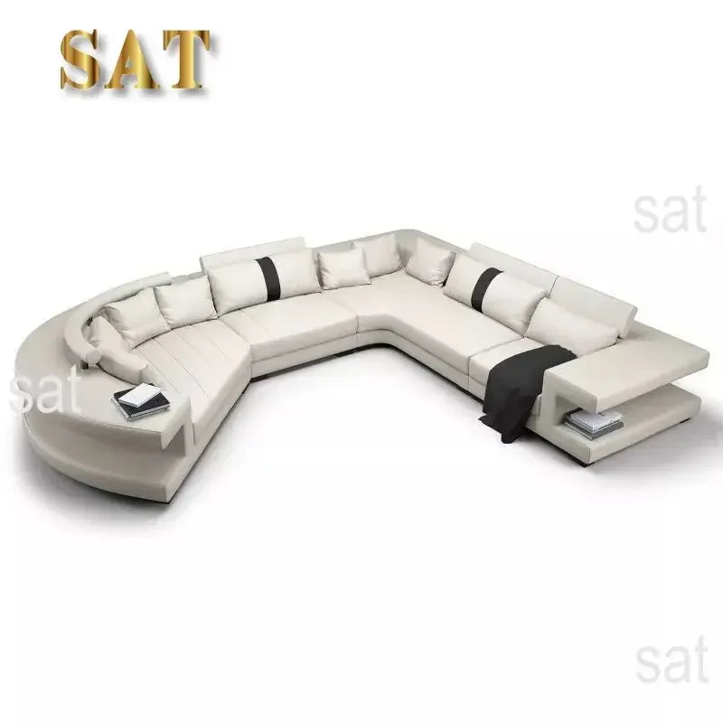 New Arrival Modern Living Room Leather Sofa, Lounge Chair, Living Room Designer Combination Sofa, U-shaped Sofa, Luxury Leather