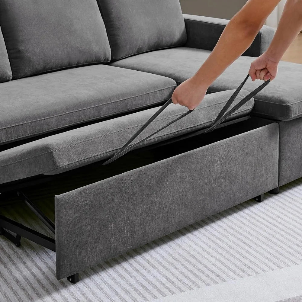 new 85" Convertible Sofa Bed with Detachable Chenille Cover - Soft Futon Sleeper Sofa for Living Room, Office & Apartment - Grey