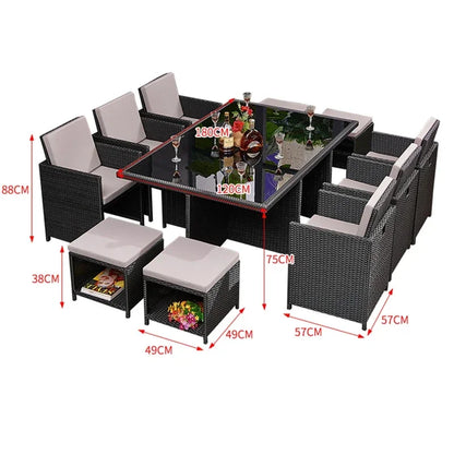 Patio Rattan Furniture Set Modern Open-air Garden Furniture Sets Waterproof and Sun-proof Armchair Leisure Outdoor Table Chairs