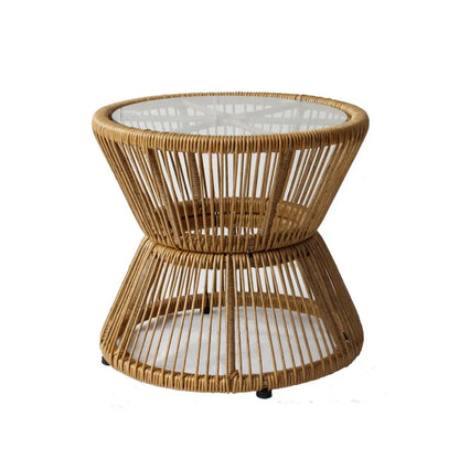 Rattan Chair Three Piece Set Balcony Table Combination Outdoor Furniture Armrest Single Rattan Sofa Recliner Patio Outdoor Chair