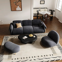 Small apartment sofa living room French retro cloud coffee table combination set green wind straight row fabric