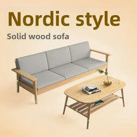 Solid wood sofa simple modern living room small apartment three-person winter and summer dormitory bed and breakfast sofa