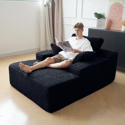 Sdoren 49inch Chaise Lounge Chair Indoor Oversized Corduroy Upholstered Boneless Sofa Bed Deep Seat Sleeper Couch Reading Chairs
