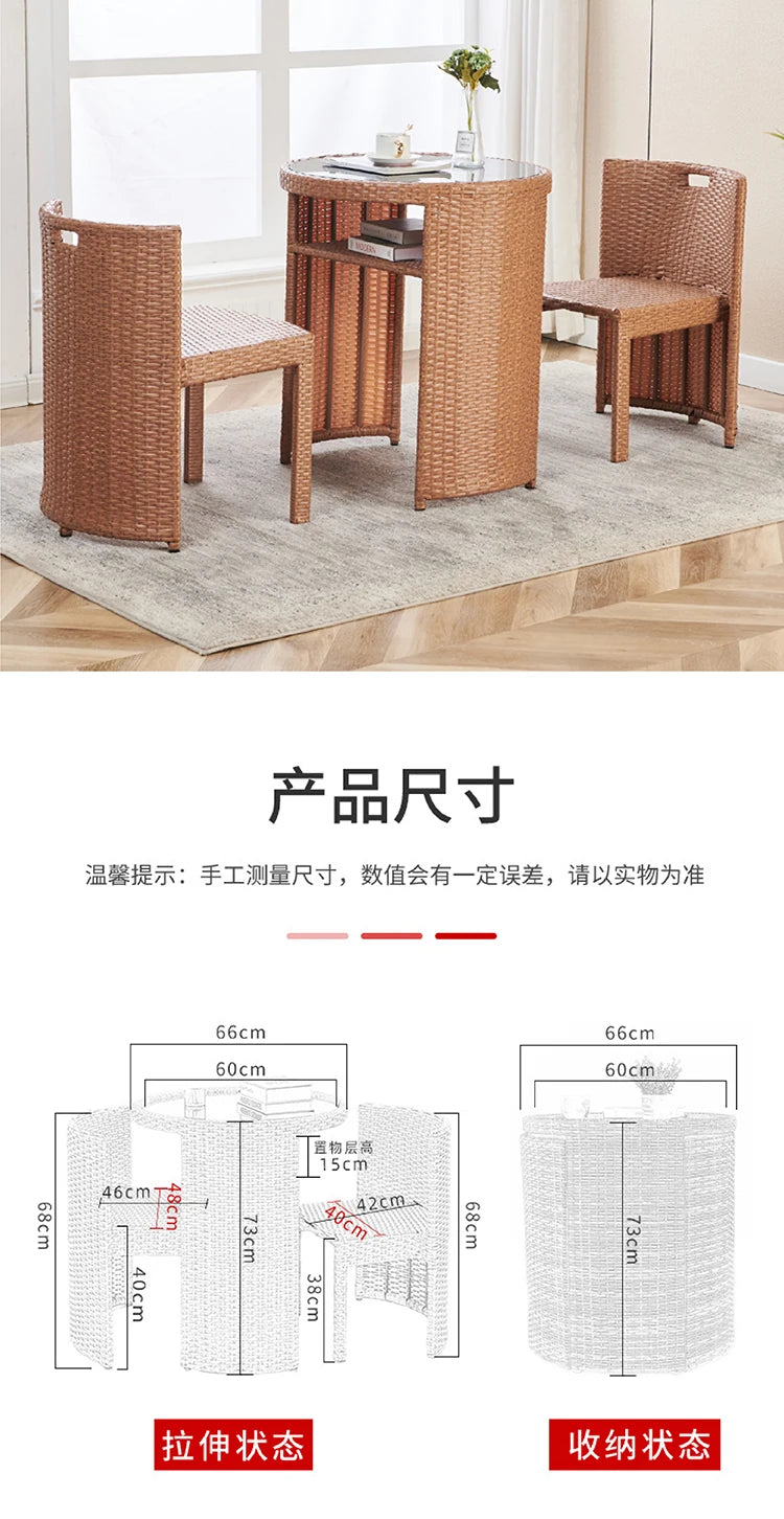 Balcony rattan chair three-piece outdoor courtyard combination small table and chair casual coffee table outdoor terrace rattan