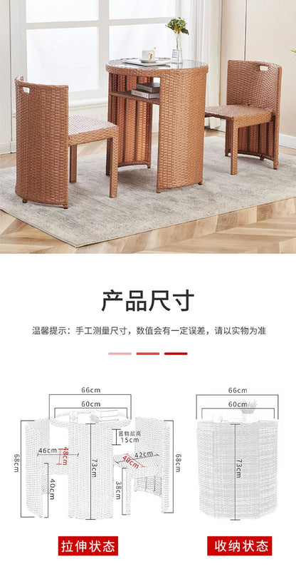 Balcony rattan chair three-piece outdoor courtyard combination small table and chair casual coffee table outdoor terrace rattan
