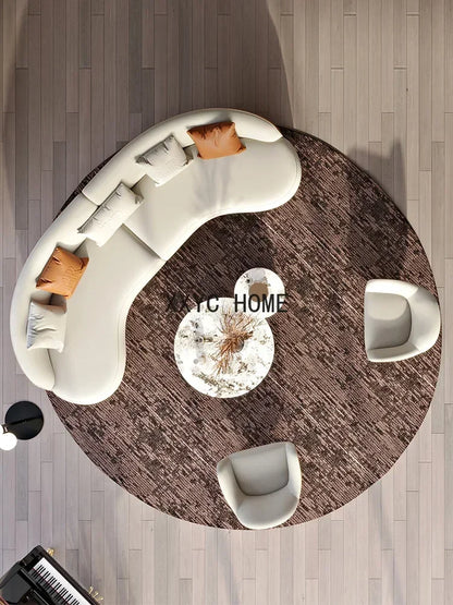 Two-color U-shaped villa leather sofa, modern light luxury semi-curved sofa