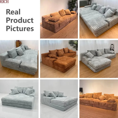 Fluffy Fabric Modular Compression Foam Combination Compression Sofa Sofa Set Home Apartment Furniture Living Room Vacuum Bag