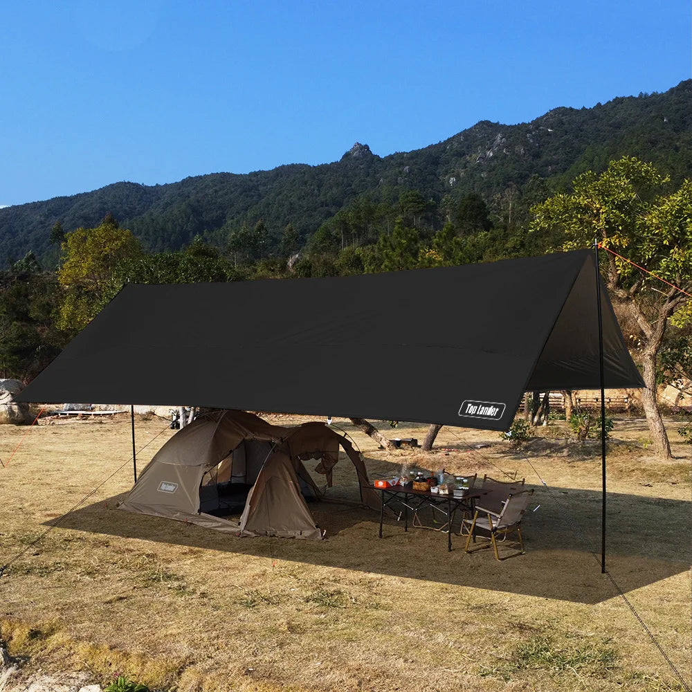 Oxford Large Tarp Waterproof 4x6m Sun Shelter Outdoor Camping Awning Tent Big Tarp Shade Canopy for Family Beach Hiking