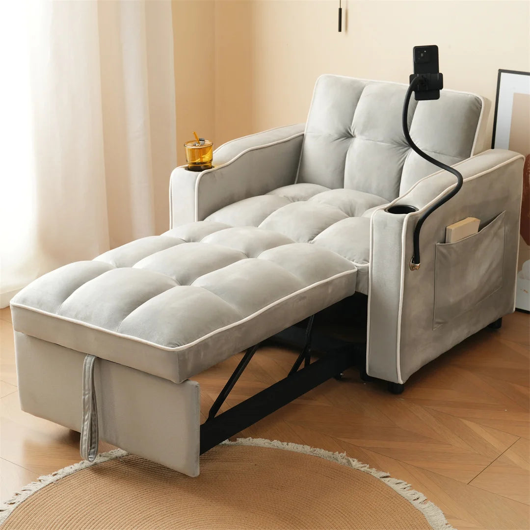 Three-in-one single-bed sofa, soft sleeper sofa, recliner sofa, backrest sofa, suitable for living room, 83*167*76 cm