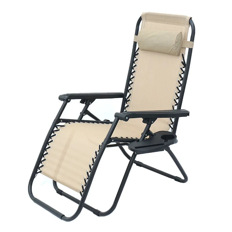 Portable Zero Gravity Lounge Chair – Folding Recliner with Lock, Cup Holder & Pillow for Patio Garden Balcony Camping Beach