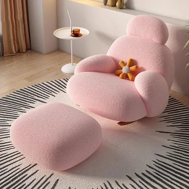 Big white Internet celebrity rocking chair lazy sofa single rocking cream living room lazy chair simple balcony bedroom