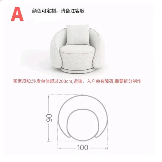 Sili Style Living Room Moon Faux Leather Fabric Nordic Designer Semi-Arc Light Luxury Cashew Curved Sofa living room furniture