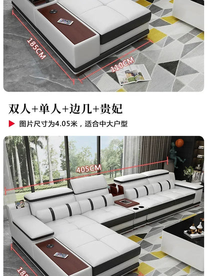 Popular and durable massage seat, cowhide multifunctional living room furniture, leather art storage, sofa combination