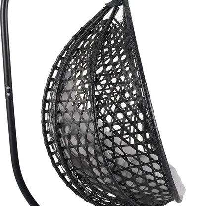 Outdoor/Indoor Wicker Swing Chair with Stand, Egg Hammock for Patio, Garden, Living Room