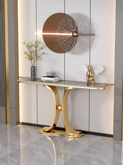 Light luxury entrance table New Chinese  table against the wall Living room Semicircular