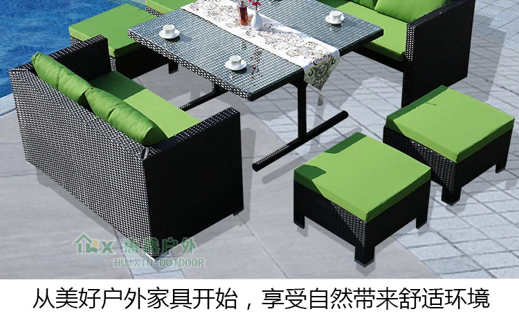 Outdoor rattan tables and chairs balcony rattan sofa courtyard leisure rattan art