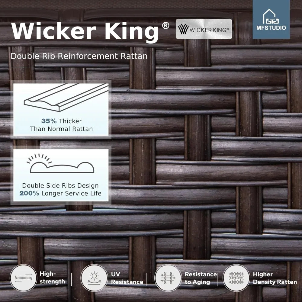 Patio Dining Chairs Set of 2 - Metal Wicker with Cushioned Seats and Armrests for Outdoor Use