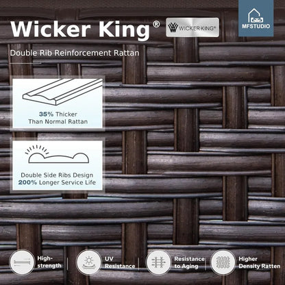 Patio Dining Chairs Set of 2 - Metal Wicker with Cushioned Seats and Armrests for Outdoor Use