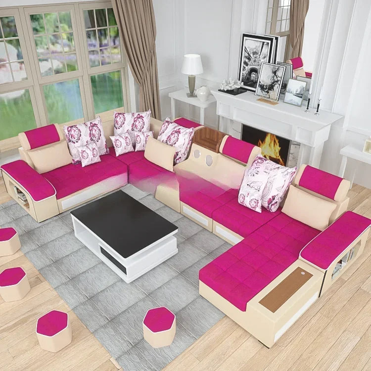'Customizable royal Nordic modern style has music to play sectionals sofa set 7 seater living room Furniture designs