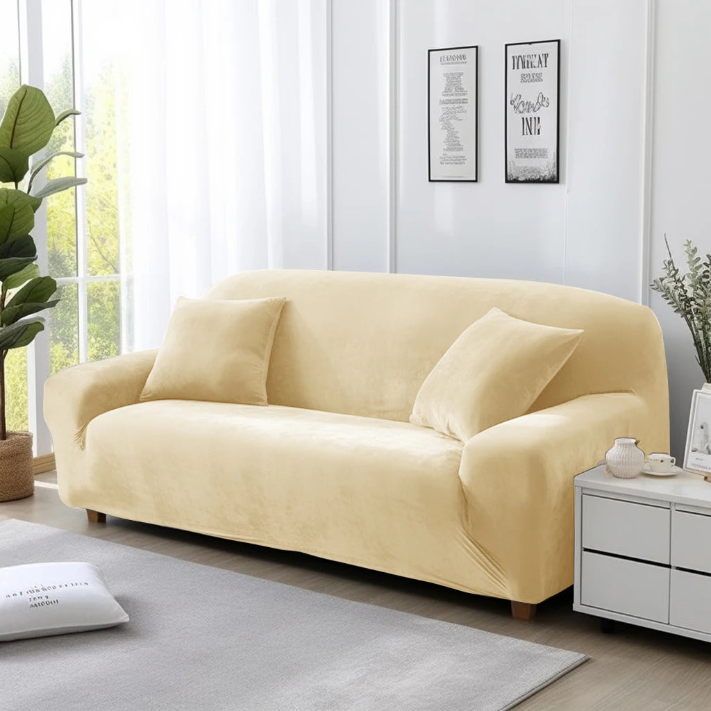 Velvet Sofa Cover Elastic Thick L Shaped Corner Sofa Cover for Living Room 1/2/3/4 Seater Stretch Cover for Sofa Couch Armchair