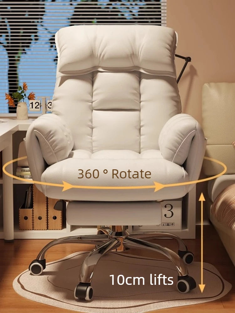 Computer Chair Office Backrest Lazy Sofa Chair Bedroom Reclining Seat Adjustable E-sports Chair Office Furniture with Footstool