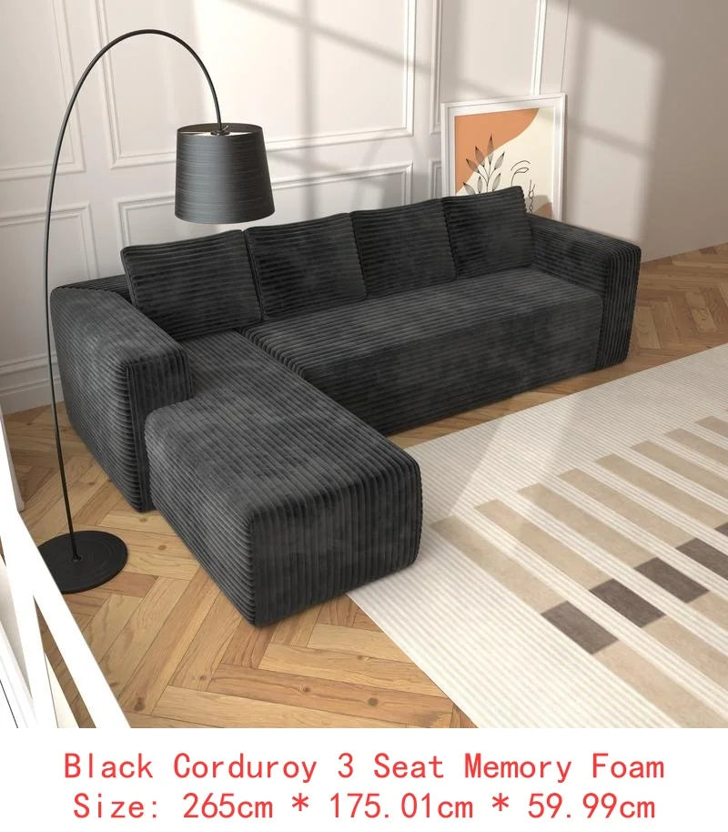 L-Shaped Cloud Sectional Sofa, Modern Modular Couch with Deep Seat, Upholstered Furniture for Living Room Bedroom, No Assembly