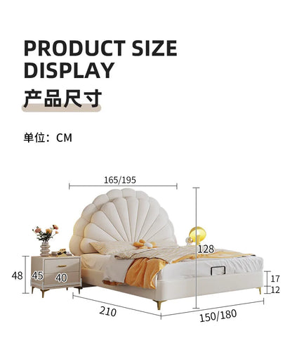 cheap Luxury Leather Princess Petal Bed with LED Lights queen bed frames 120x200cm 135x200cm 150x200cm 180x200cm Beds Furniture