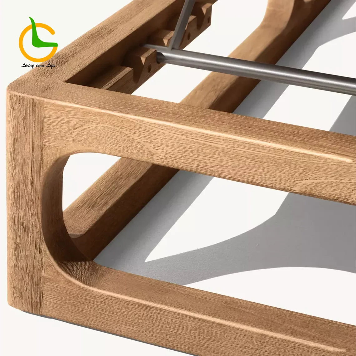 Modern style sun lounger for outdoor hollow solid wood sun lounger for swimming pool garden outdoor terrace