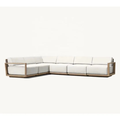 Modern Luxury All Weather Patio Garden Hotel Pool Sofa Set Outdoor Leisure Solid Wood Furniture Teak Modular Sofa L-Sectional