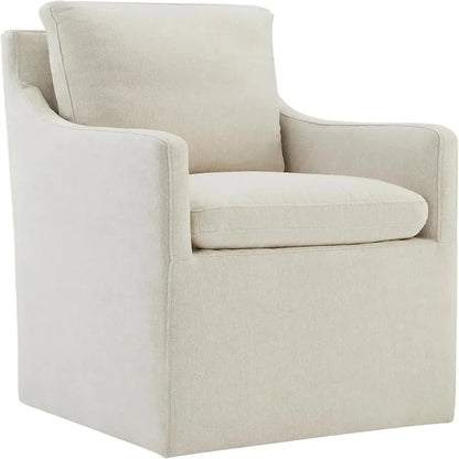 Khaki Upholstered Dining Chair with Casters, Modern Accent Armchair for Dining Room, Bedroom, Living Room, and Reading Room