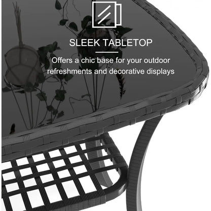 4 Pieces Patio Furniture Set, Outdoor Small Seating Conversation Sets Include Wicker Loveseat Sofa PE Rattan Chairs with Coffee